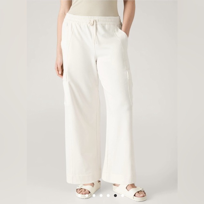 Athleta Retroterry High Rise Wide Leg Cargo Pant In Magnolia White | Xl | Euc